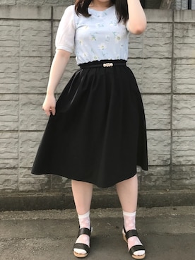 「ぽっちゃり、夏」｜「アイテム（スカート）」を使った、ayamiさん（レディース・164cm）の夏コーディネート