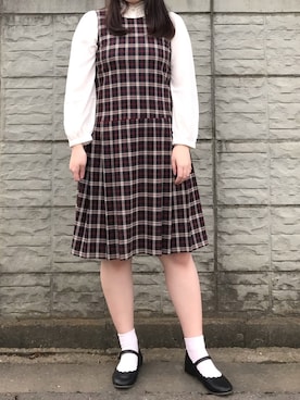 「オシャレパッソ」｜「アイテム（ジャンパースカート）」を使った、ayamiさん（レディース・164cm）の秋コーディネート