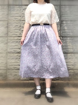 「ぽっちゃり、夏」｜「アイテム（スカート）」を使った、ayamiさん（レディース・164cm）の夏コーディネート