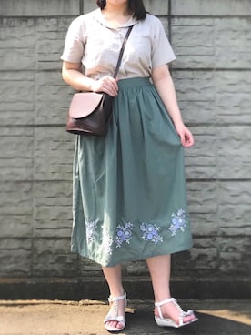 「ぽっちゃり、夏」｜「アイテム（スカート）」を使った、ayamiさん（レディース・164cm）の夏コーディネート