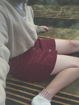 pmpm.さんの「コーデュロイ前ボタン・台形スカート」を使ったコーディネート