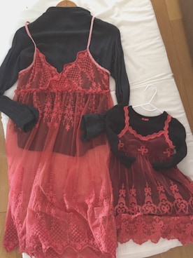 「ハイネックトップス」｜ナユポヨさん（キッズ・70cm）の冬コーディネート