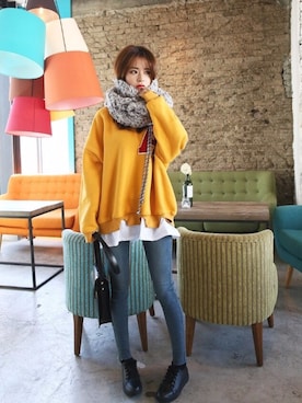 「韓国ファッション」｜DABAgirlさん（レディース・164cm）の冬コーディネート