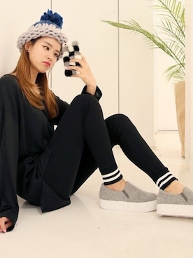 「アイテム（レギンス/スパッツ）」を使った、DABAgirlさん（レディース・164cm）の冬コーディネート