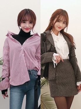 「スーツ」｜「アイテム（その他）」を使った、DABAgirlさん（レディース・164cm）の冬コーディネート