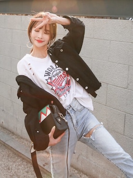 「オトナカジュアル」｜「アイテム（ナイロンジャケット）」を使った、DABAgirlさん（レディース・164cm）の春コーディネート