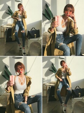 「インスタグラム」｜「アイテム（その他）」を使った、DABAgirlさん（レディース・164cm）の春コーディネート
