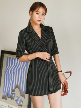 「アイテム（オールインワン・サロペット）」を使った、DABAgirlさん（レディース・164cm）の夏コーディネート