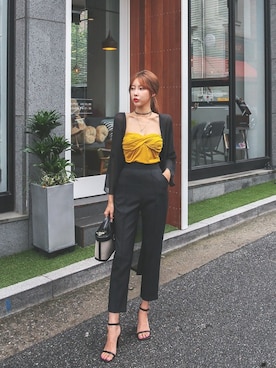「オルチャンファッション」｜「アイテム（スラックス）」を使った、DABAgirlさん（レディース・164cm）の夏コーディネート