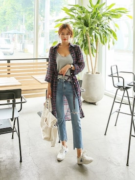 「アイテム（カーディガン/ボレロ、その他）」を使った、DABAgirlさん（レディース・164cm）の夏コーディネート