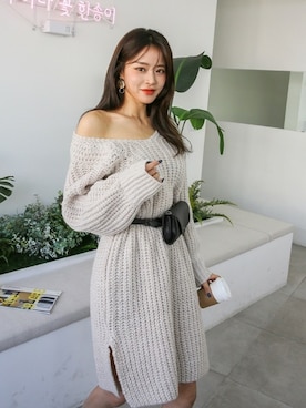 「アイテム（ワンピース/ドレス、ベージュ系）」を使った、DABAgirlさん（レディース・164cm）の冬コーディネート