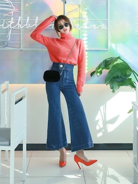 「ガウチョパンツ」｜DABAgirlさん（レディース・164cm）の冬コーディネート