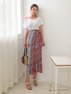 「ラップスカート」｜DABAgirlさん（レディース・164cm）の夏コーディネート