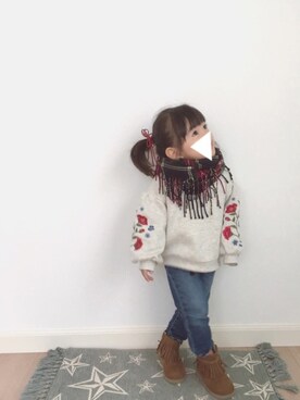 「smoothy」｜「アイテム（Tシャツ/カットソー）」を使った、 Lia*さん（キッズ・80cm）の冬コーディネート