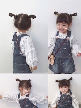 「フリルトップス」｜ Lia*さん（キッズ・90cm）の春コーディネート