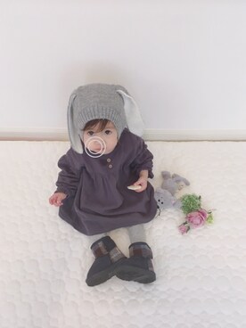 「うさ耳」｜「アイテム（ブーツ）」を使った、 Lia*さん（キッズ・90cm）の秋コーディネート