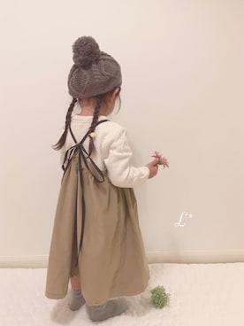 「handmade」｜「アイテム（ハンチング/ベレー帽）」を使った、 Lia*さん（キッズ・90cm）の冬コーディネート
