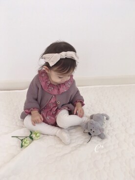 「白タイツ」｜「アイテム（その他）」を使った、 Lia*さん（キッズ・70cm）の秋コーディネート