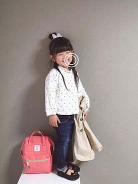 「GAP（ギャップ）のアイテム（トレンチコート）」を使った、 Lia*さん（キッズ・90cm）の春コーディネート