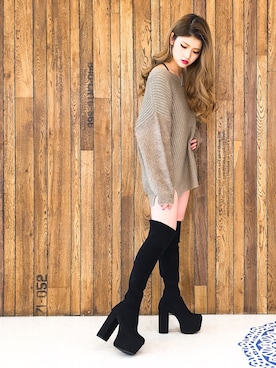 「ESPERANZA（エスペランサ）のアイテム（ブーツ）」を使った、ななちむさん（レディース・156cm）の冬コーディネート