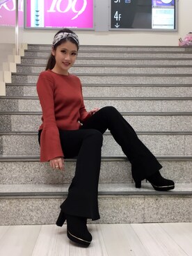 「SpRay（スプレイ）のアイテム（パンツ）」を使った、ななちむさん（レディース・156cm）の冬コーディネート