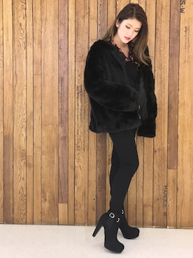 「ESPERANZA（エスペランサ）のアイテム（ブーツ）」を使った、ななちむさん（レディース・156cm）の冬コーディネート