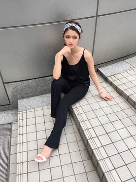 「SpRay（スプレイ）のアイテム（パンツ）」を使った、ななちむさん（レディース・156cm）の春コーディネート