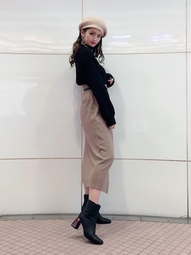 「GRL（グレイル）のアイテム（ハンチング/ベレー帽）」を使った、ななちむさん（レディース・156cm）の秋コーディネート
