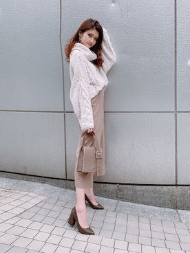 「ESPERANZA（エスペランサ）のアイテム（パンプス）」を使った、ななちむさん（レディース・156cm）の冬コーディネート
