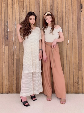 「ESPERANZA（エスペランサ）のアイテム（サンダル）」を使った、ななちむさん（レディース・156cm）の夏コーディネート