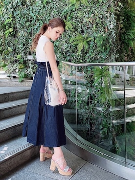 「ESPERANZA（エスペランサ）のアイテム（サンダル）」を使った、ななちむさん（レディース・156cm）の夏コーディネート