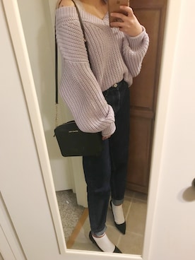 「アイテム（ブラジャー、ホワイト系）」を使った、haru86さん（レディース・158cm）の冬コーディネート