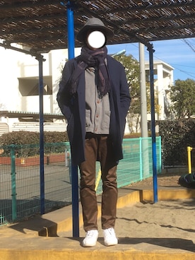 「Right-on（ライトオン）のアイテム（カーディガン/ボレロ）」を使った、まるぼろ月さん（メンズ・177cm）の冬コーディネート