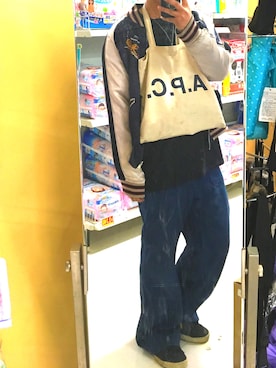 「HOUSTON（ヒューストン）のアイテム（その他アウター）」を使った、ゆーやさん（メンズ・170cm）の春コーディネート