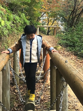 「PETIT BATEAU（プチバトー）のアイテム（ナイロンジャケット）」を使った、raychaさん（キッズ・120cm）の冬コーディネート