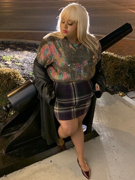 「plaid」｜「アイテム（トレンチコート）」を使った、Imani Alicia Smithさん（レディース・175cm）の冬コーディネート