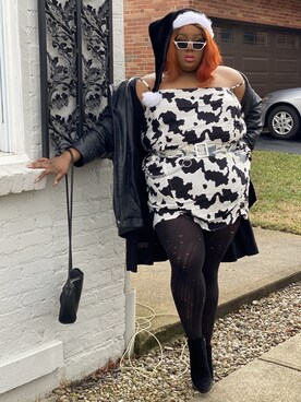 「plussize」｜「アイテム（その他アウター）」を使った、Imani Alicia Smithさん（レディース・175cm）の冬コーディネート