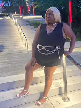 「chic」｜「アイテム（オールインワン・サロペット）」を使った、Imani Alicia Smithさん（レディース・175cm）の夏コーディネート