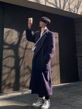 チェスターコートを使った パープルコーデ のメンズ人気ファッションコーディネート Wear