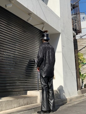 ハットを使った 全身黒 のメンズ人気ファッションコーディネート Wear