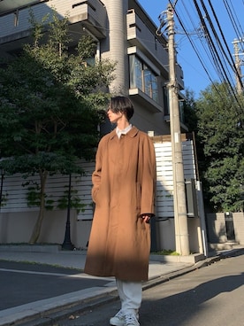 「no brand（ノーブランド）のアイテム（チェスターコート）」を使った、翔貴さん（メンズ・174cm）の冬コーディネート
