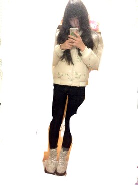 「BUBBLES（バブルス）のアイテム（ブルゾン）」を使った、夢子さん（レディース・159cm）の冬コーディネート