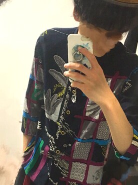 「古着のアイテム（シャツ/ブラウス、ブルー系）」を使った、セナさん（メンズ・181cm）の冬コーディネート