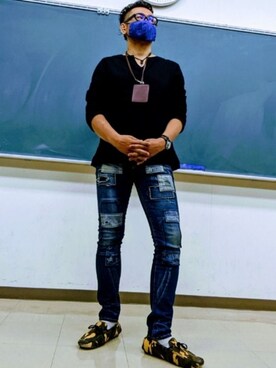 「職場」｜眼鏡教員（佐藤三矢）さん（メンズ・176cm）の夏コーディネート
