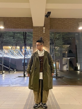 「plain-me（プレインミー）のアイテム（ミリタリージャケット）」を使った、Jimmy Lin🇹🇼さん（メンズ・171cm）の冬コーディネート