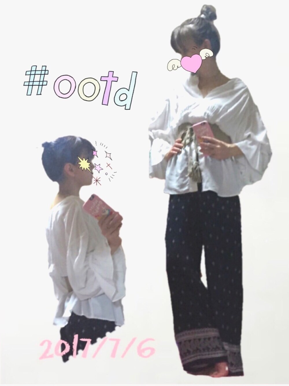 「オトナカジュアル、ゆるコーデ、ホワイト、ワイドパンツ、休日スタイル、ペイズリー、キャンディスリーブ、コルセット」｜「SNIDELのアイテム（シャツ/ブラウス、ホワイト系）」を使った、幼心の君さん（レディース・152cm）の夏コーディネートの1枚目の写真