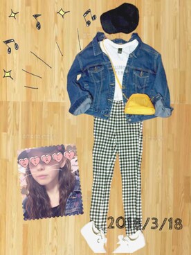 「Supreme.La.La.（シュープリームララ）のアイテム（スニーカー）」を使った、幼心の君さん（レディース・153cm）の春コーディネート