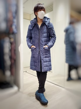 「シンプル」｜「アイテム（ステンカラーコート）」を使った、KUBOさん（メンズ・168cm）の冬コーディネート