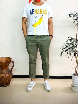 「SCOTCH & SODA（スコッチ アンド ソーダ）のアイテム（Tシャツ/カットソー）」を使った、kODAIさん（メンズ・176cm）の夏コーディネート