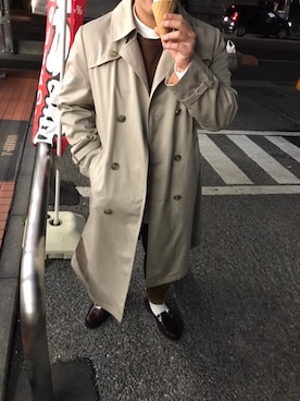 「BEAMS」｜「アイテム（チェスターコート）」を使った、yaaaaaaamameさん（メンズ・168cm）の冬コーディネート